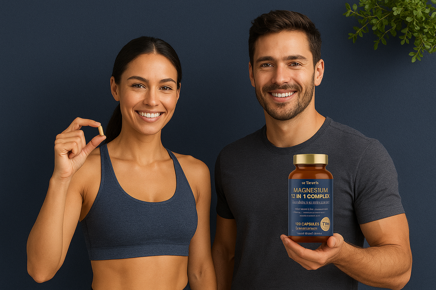 Totaria 12-in-1 Magnesium Complex supplement bottle with usage directions and caution information visible
