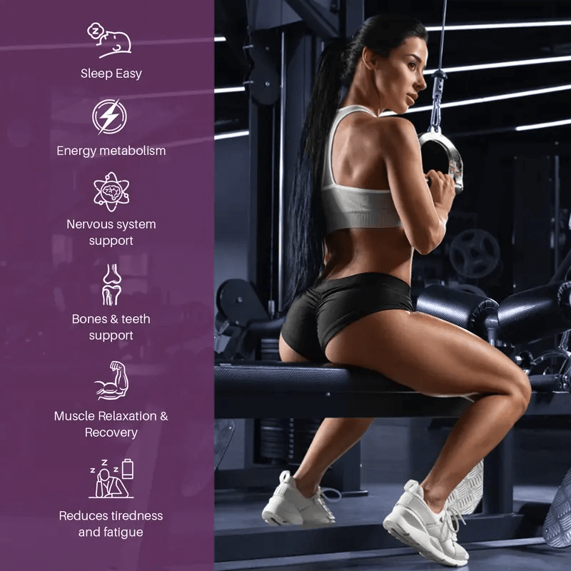 Totaria 12-in-1 Magnesium Complex 700mg  including sleep, energy metabolism, and muscle relaxation.